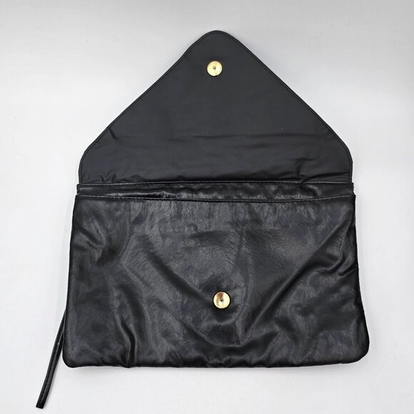 Vintage Pacific Connections Black Vegan Leather Clutch Bag w/ Bow Accent - Picture 5 of 11